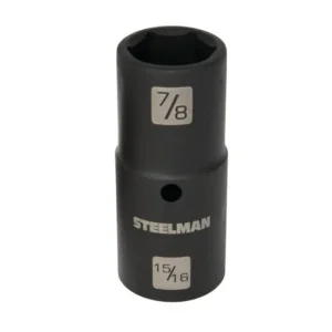 Impact‑Rated 1/2‑Inch Drive Double‑Ended 7/8 and 15/16 Impact Flip Socket Durable Chromoly Steel Tool
