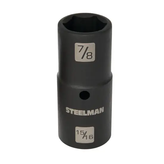 Impact‑Rated 1/2‑Inch Drive Double‑Ended 7/8 and 15/16 Impact Flip Socket Durable Chromoly Steel Tool