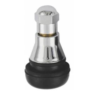 TR412AC Snap-In Chrome Sleeve Tubeless Tire Valve 0.88" Height Rubber Stem Bag of 50 for Wheels & Rims