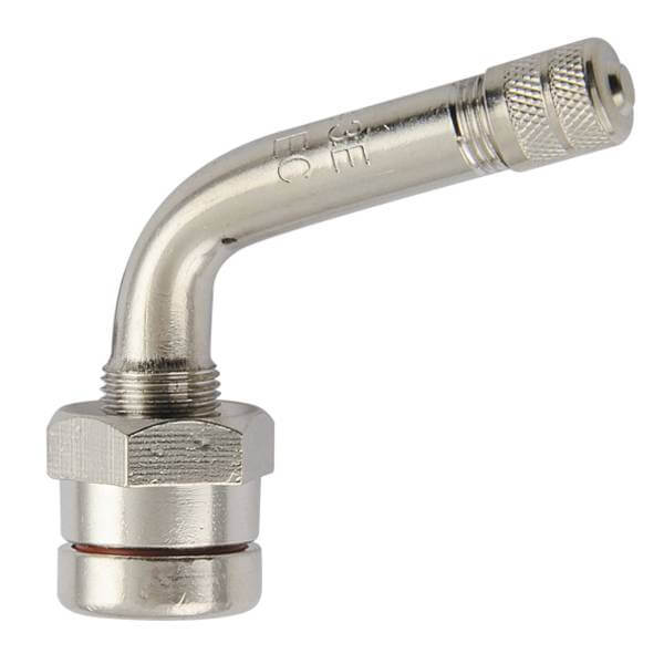 TR543E Clamp-In Truck Tire Valve 75° Bend Metal O-Ring Seal 0.382" Bore Hole Pack of 10