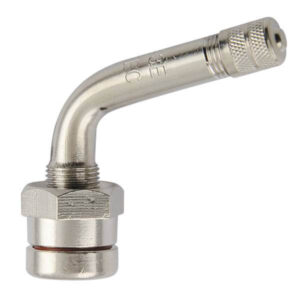 TR543E Clamp-In Truck Tire Valve 75° Bend O-Ring Seal Metal Rim Valve 0.382" Bore Hole 100 Pack