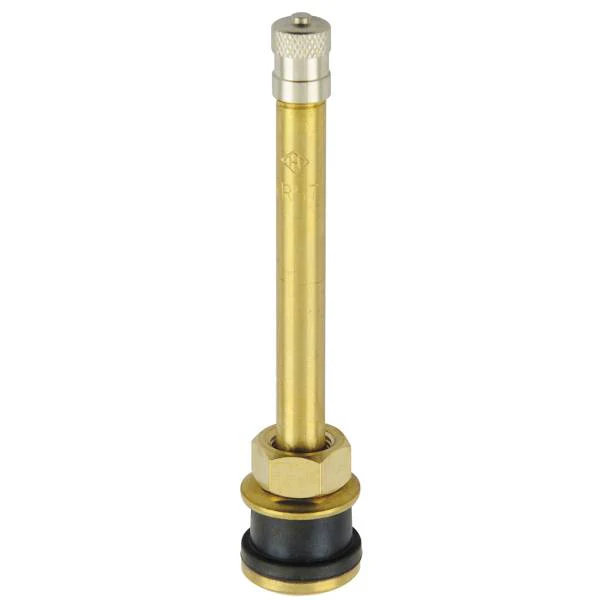 TR571 Clamp-In Truck Tire Valve 3.38" Straight Metal Rim Valve 10 Pack for 0.625" Bore Hole