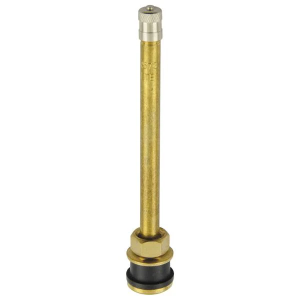TR573 Clamp-In Truck Tire Valve 4.38" Straight Metal Rim Valve 0.625" Bore Hole Bag of 10 for Trucks