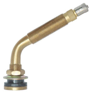 TR621A Air/Liquid Clamp-in OTR Valve 65° Bend Metal 0.625" Bore Hole Heavy Duty Tire Rim Truck Each