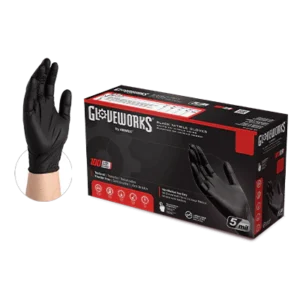 5mil Nitrile Gloves Black Textured Disposable Powder-Free Extra Large Safety Gloves for Industrial & Medical Use