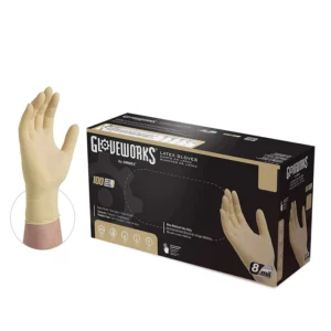 8mil Latex Gloves Textured Cream White Disposable Medical Industrial Safety Gloves Medium - 100 Pack