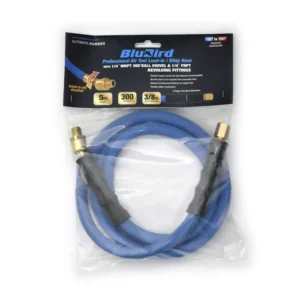 Blu-Bird 1/4" MNPT x 1/4" FNPT Air Whip Hose 5 Ft Flexible Swivel Revolving Compressed Air Line