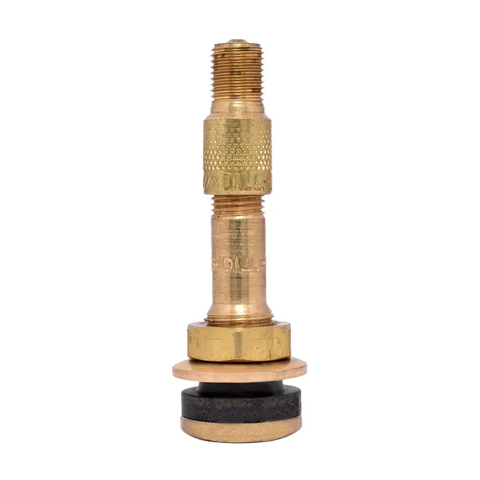 Dill VS-902K Tire Valve for Ford Brass Straight w/ Inflate Thru Cap Heavy Duty Replacement Auto Car Truck