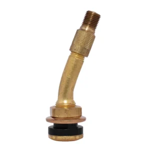Dill VS-962C Tire Valve for Ford Brass w/ Inflate-Thru Cap 23° Bend Heavy Duty Replacement Auto Valve