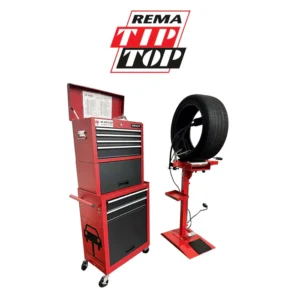 MT-RSR Rema Tire Repair Toolbox w/ Worklight, Tire Spreader & Milwaukee Buffer Kit for Automotive & Garage Use