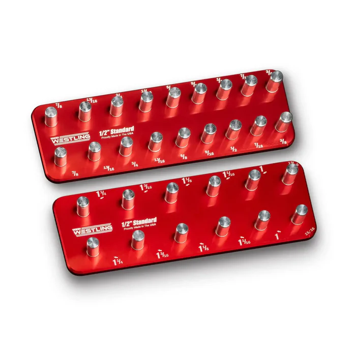 Westling USA 8 Piece Socket Organizer Tray Set Engraved SAE Metric Billet Aluminum Toolbox Storage