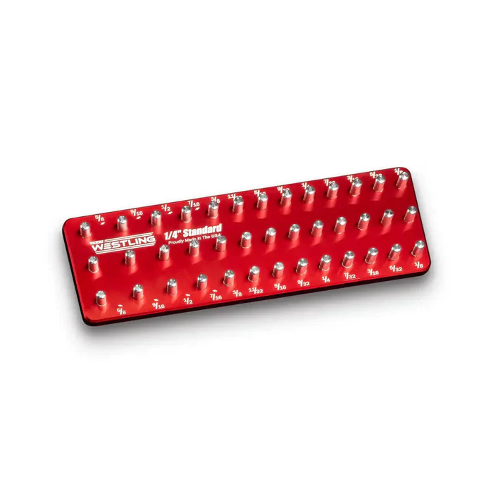 Westling USA 3 Row 8 Piece Socket Organizer Tray Set Engraved Billet Aluminum SAE Metric Made in USA