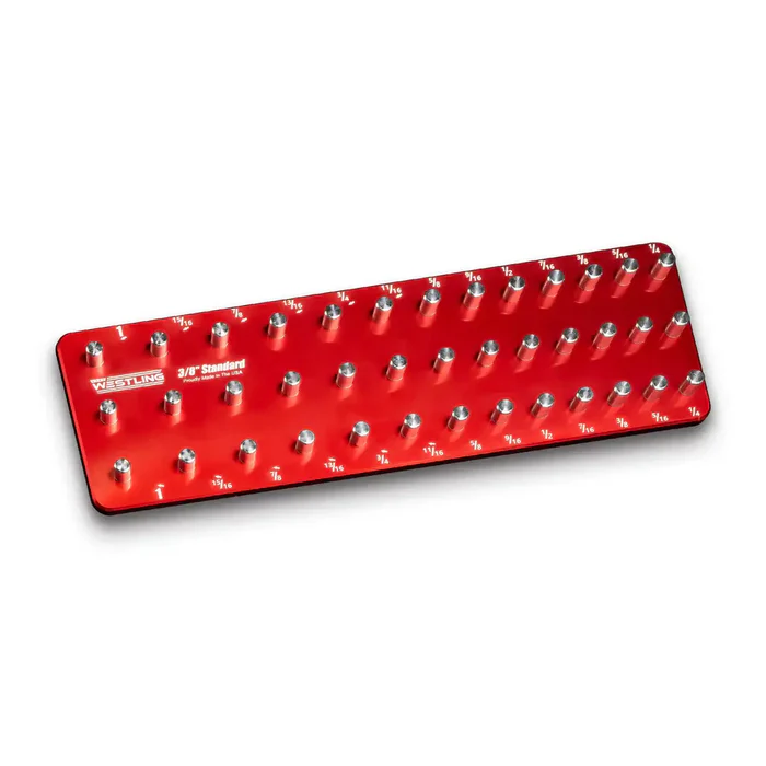 Westling USA 3 Row 8 Piece Socket Organizer Tray Set Engraved Billet Aluminum SAE Metric Made in USA