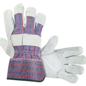 Split Leather Palm Work Gloves One Size Fits All Safety Gloves with Rubberized Cuff Pair