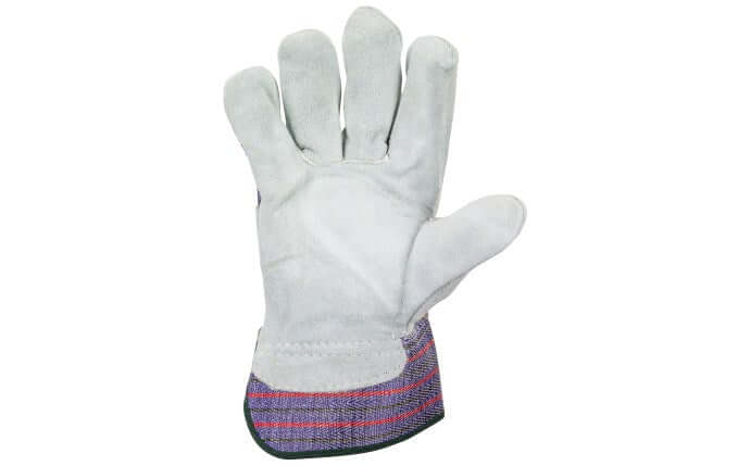 Split Leather Palm Work Gloves One Size Fits All Safety Gloves with Rubberized Cuff Pair