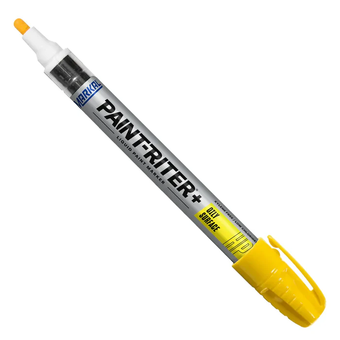 Yellow Markal Paint-Riter Oily Surface Paint Marker Box of 12 Permanent Industrial Marking Pens Made in USA