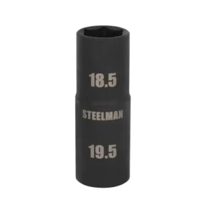 1/2 Inch Drive 18.5mm x 19.5mm Deep Flip Impact Socket 6 Point Dual End Lug Nut Socket