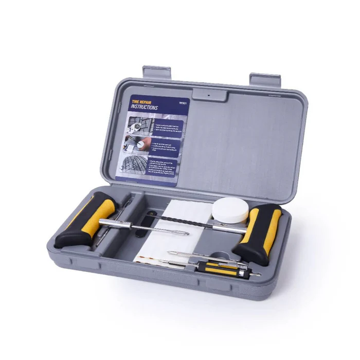 Heavy Duty Tire Repair Kit with String Plugs T-Handle Tools Spiral Probe Needle 30 Repair Strings
