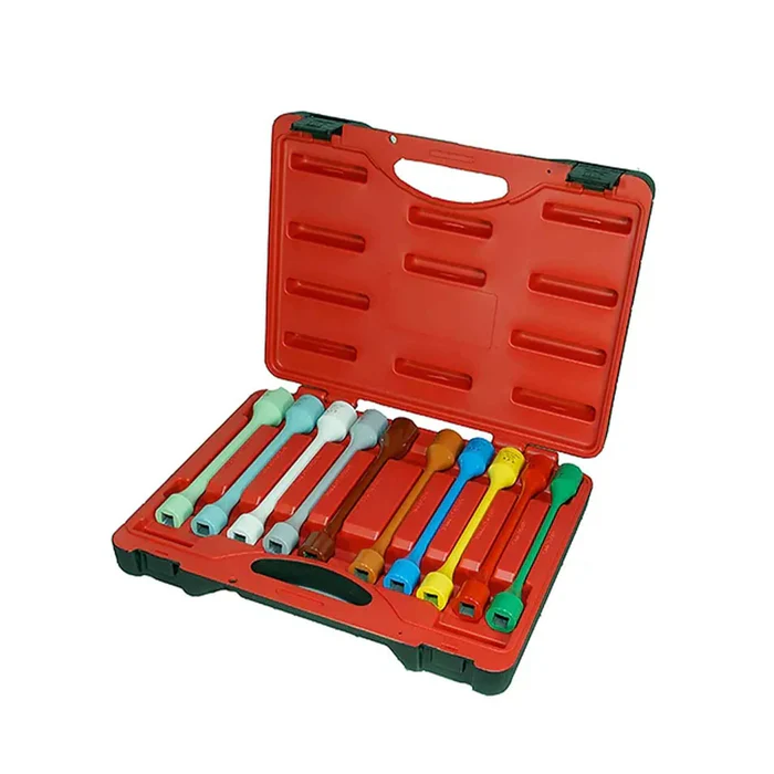 10 Piece Torque Limiting Socket Set 1/2 Inch Drive Metric SAE Lug Nut Torque Stick Kit with Carrying Case