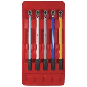 AFF 5 Piece Preset Torque Wrench Set 1/2 Inch Drive Chrome Vanadium Automotive Tire Service Tool Kit