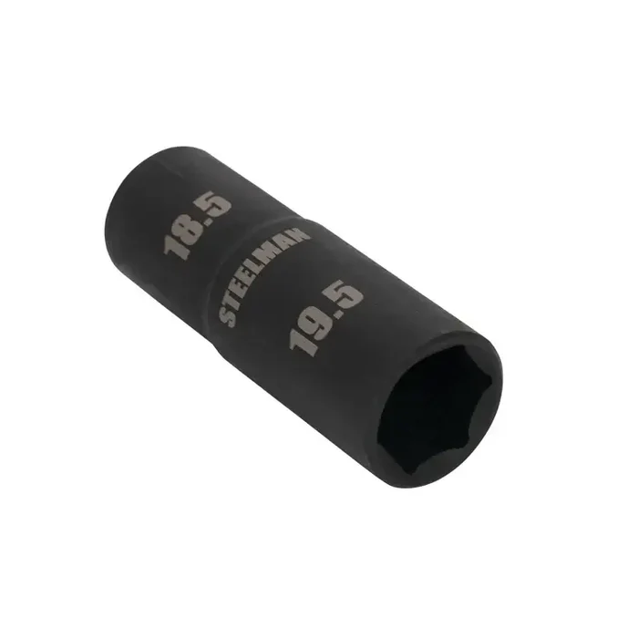 1/2 Inch Drive 18.5mm x 19.5mm Deep Flip Impact Socket 6 Point Dual End Lug Nut Socket