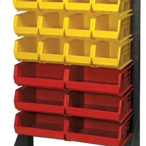 Louvered Storage Rack 36 x 66 Inch Single Sided Steel Bin Organizer Stand Gray Bins Sold Separately