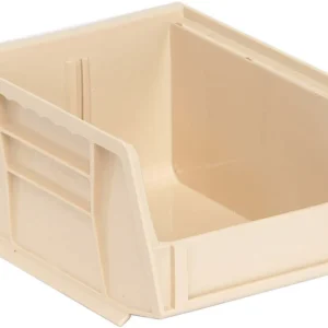 Stack Hang Storage Bin 5.375 x 4.125 x 3 Inch Ivory Heavy Duty Organizer Bin 10 lb Capacity Each