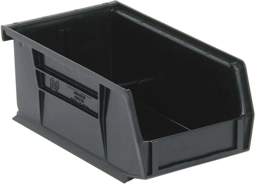Stack Hang Storage Bin 7.375 x 4.125 x 3 Inch Black Heavy Duty Organizer Bin 10 lb Capacity Each