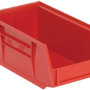 Stack Hang Storage Bin 7.375 x 4.125 x 3 Inch Red Heavy Duty Organizer Bin 10 lb Capacity Each