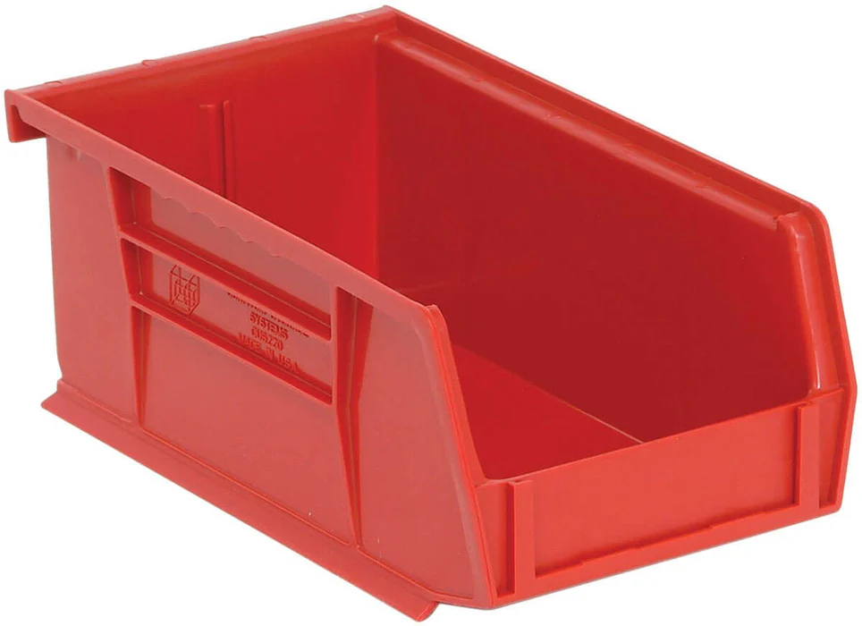 Stack Hang Storage Bins 7.375 x 4.125 x 3 Inch Red Heavy Duty Organizer Bin 24 Pack 10 lb Capacity