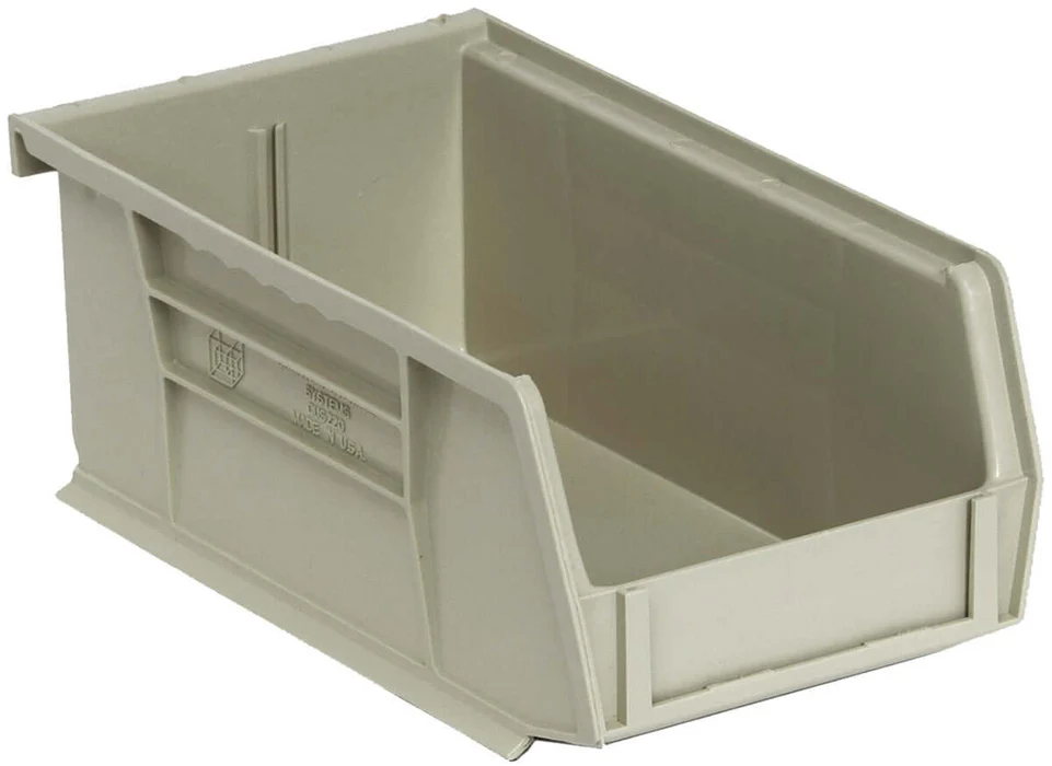 Stack Hang Storage Bin 7.375 x 4.125 x 3 Inch Stone Heavy Duty Organizer Bin 10 lb Capacity Each