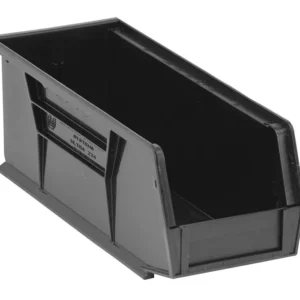 Stack Hang Storage Bins 10.875 x 4.125 x 4 Inch Black Heavy Duty Organizer Bin 12 Pack 30 lb Capacity
