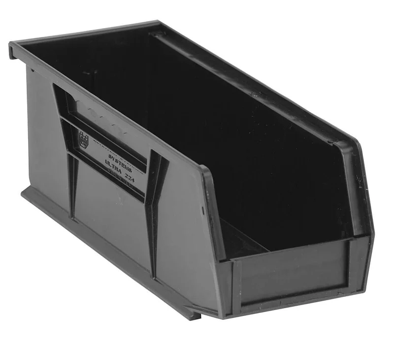 Stack Hang Storage Bin 10.875 x 4.125 x 4 Inch Black Heavy Duty Organizer Bin 30 lb Capacity Each