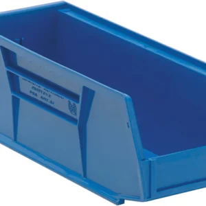 Stack Hang Storage Bins 10.875 x 4.125 x 4 Inch Blue Heavy Duty Organizer Bin 12 Pack 30 lb Capacity