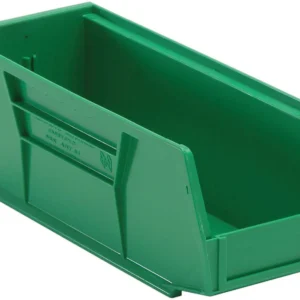 Stack Hang Storage Bins 10.875 x 4.125 x 4 Inch Green Heavy Duty Organizer Bin 12 Pack 30 lb Capacity