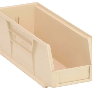 Stack Hang Storage Bins 10.875 x 4.125 x 4 Inch Ivory Heavy Duty Organizer Bin 12 Pack 30 lb Capacity