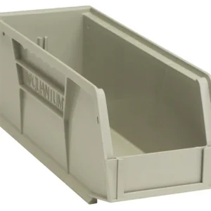 Stack Hang Storage Bins 10.875 x 4.125 x 4 Inch Stone Heavy Duty Organizer Bin 12 Pack 30 lb Capacity