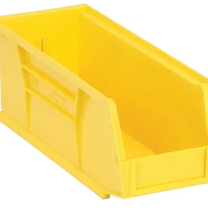 Stack Hang Storage Bins 10.875 x 4.125 x 4 Inch Yellow Heavy Duty Organizer Bin 12 Pack 30 lb Capacity