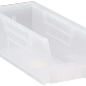 Stack Hang Storage Bins 10.875 x 4.125 x 4 Inch Clear Heavy Duty Organizer Bin 12 Pack 30 lb Capacity