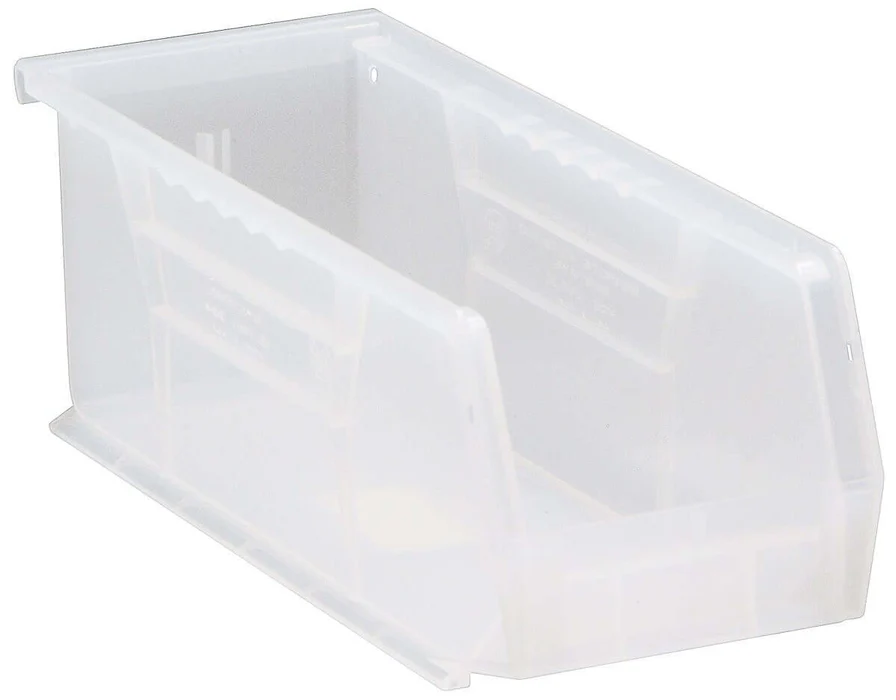 Stack Hang Storage Bins 10.875 x 4.125 x 4 Inch Clear Heavy Duty Organizer Bin 12 Pack 30 lb Capacity