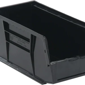 Stack Hang Storage Bins 10.875 x 5.5 x 5 Inch Black Heavy Duty Organizer Bin 12 Pack 30 lb Capacity