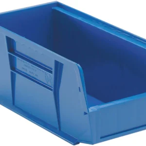 Stack Hang Storage Bins 10.875 x 5.5 x 5 Inch Blue Heavy Duty Organizer Bin 12 Pack 30 lb Capacity
