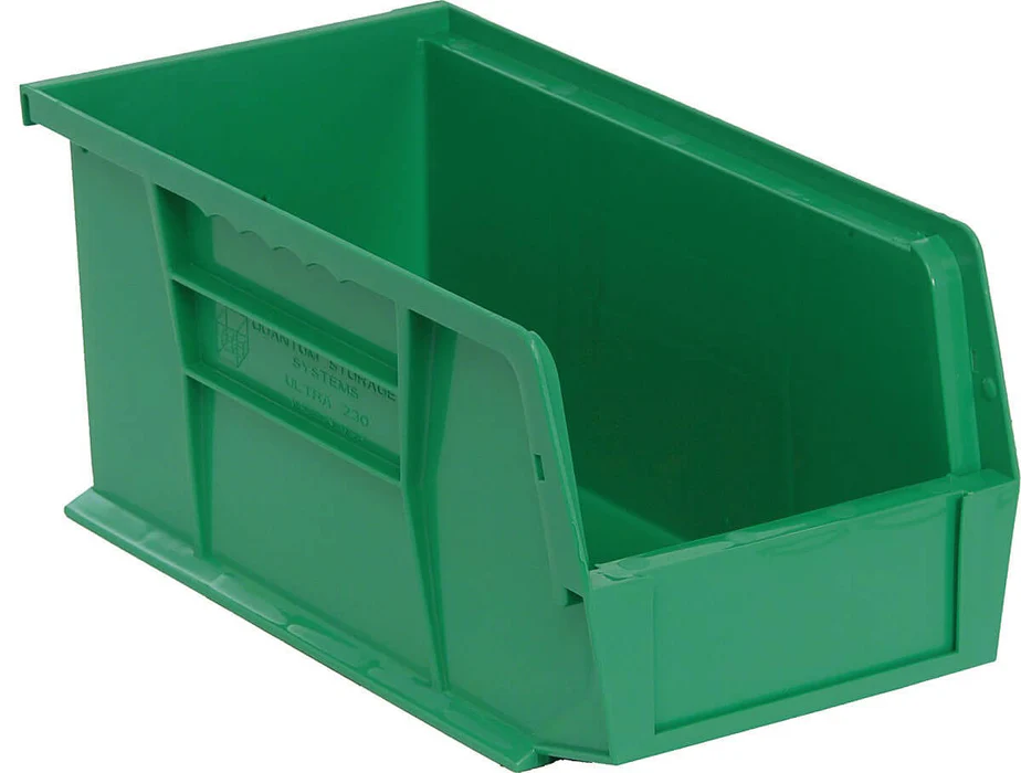 Stack Hang Storage Bin 10.875 x 5.5 x 5 Inch Green Heavy Duty Organizer Bin 30 lb Capacity Each