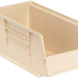 Stack Hang Storage Bins 10.875 x 5.5 x 5 Inch Ivory Heavy Duty Organizer Bin 12 Pack 30 lb Capacity