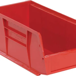 Stack Hang Storage Bins 10.875 x 5.5 x 5 Inch Red Heavy Duty Organizer Bin 12 Pack 30 lb Capacity