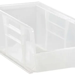 Stack Hang Storage Bins 10.875 x 5.5 x 5 Inch Clear Heavy Duty Organizer Bin 12 Pack 30 lb Capacity