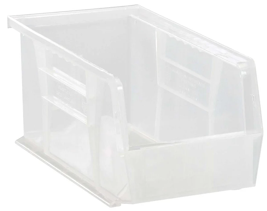 Stack Hang Storage Bin 10.875 x 5.5 x 5 Inch Clear Heavy Duty Organizer Bin 30 lb Capacity Each