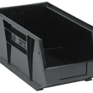 Stack Hang Storage Bin 14.75 x 8.25 x 7 Inch Black Heavy Duty Organizer Bin 60 lb Capacity Each