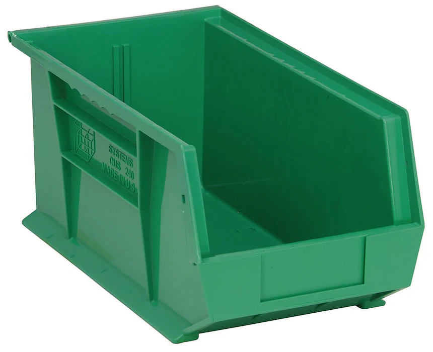 Stack Hang Storage Bin 14.75 x 8.25 x 7 Inch Green Heavy Duty Organizer Bin 60 lb Capacity Each