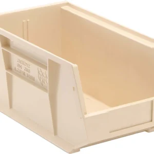 Stack Hang Storage Bin 14.75 x 8.25 x 7 Inch Ivory Heavy Duty Organizer Bin 12 Pack 60 lb Capacity
